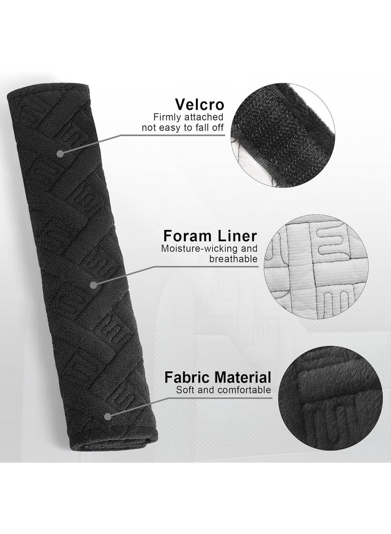 2 حزمة عالمية السيارة حزام الأمان وسادات غطاء لقيادة أكثر راحة، حزام الأمان حزام الكتف يغطي تسخير وسادة للسيارات الملحقات الداخلية (الأسود) - Image 3